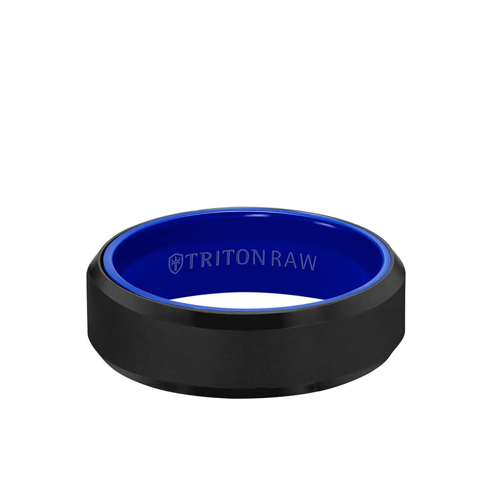 Triton Tungsten Raw Black DLC Wedding Band Ring - Triton Jewelry