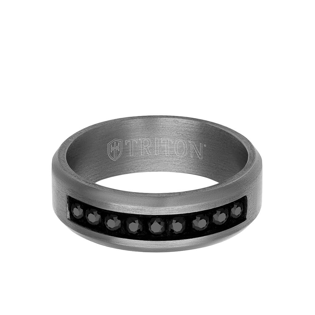 Men's Tantalum - Black Sapphires Wedding Ring | Triton Jewelry