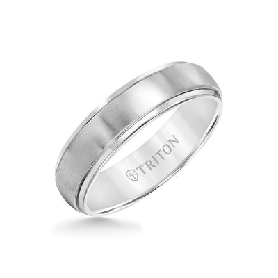 6MM Titanium Ring - Domed Satin Center and Step Edge