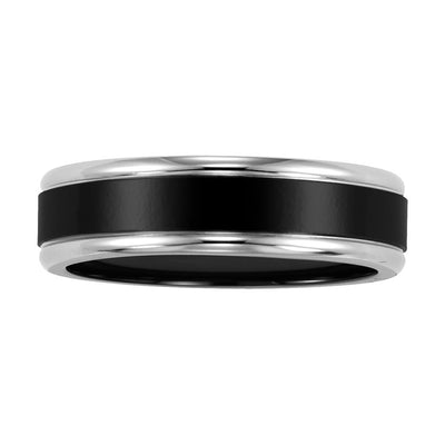 6.5mm Flat Comfort Fit Black Titanium Band with Step edge