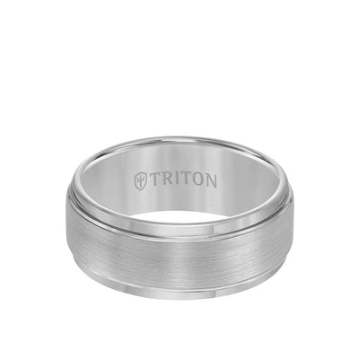 9MM Tungsten Carbide Ring - Brushed Finish and Step Edge