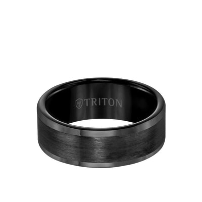 8MM Tungsten Carbide Ring - Satin Finish Flat Center and Round Edge