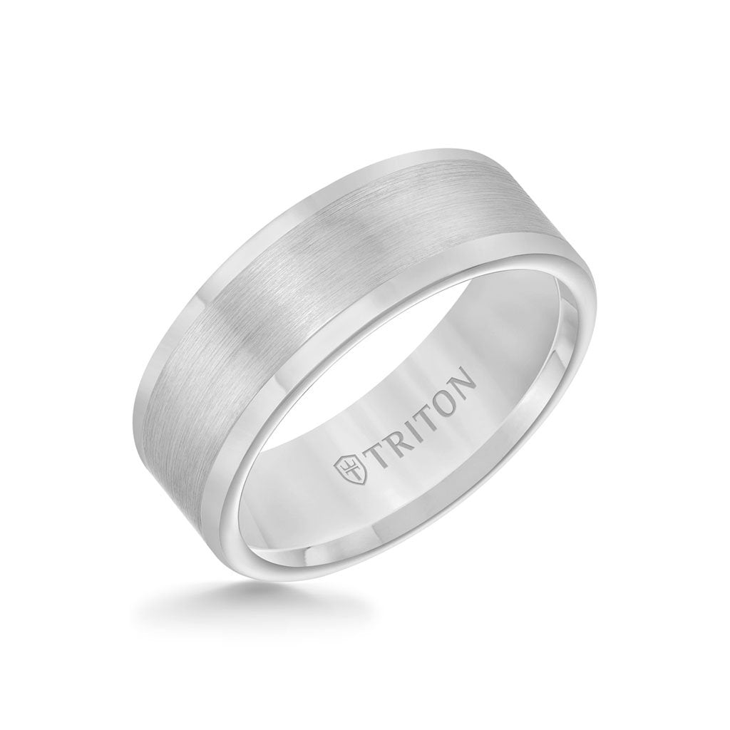 8MM Tungsten Carbide Ring - Satin Finish Flat Center and Round Edge