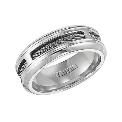 7mm Stainless steel comfort fit band with cable inlay
