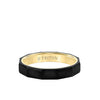 4MM Tungsten Carbide + 14K Gold Ring - Faceted Pattern 14K Gold Interior