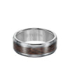 8MM Tungsten Carbide Ring - Wood Center and Bevel Edge