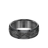 8MM Tungsten Carbide Ring - Domed Alternating Diagonal Cuts and Bevel Edge