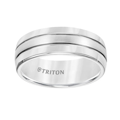 8MM White Tungsten Carbide Ring Bright Finish - Triton Jewelry