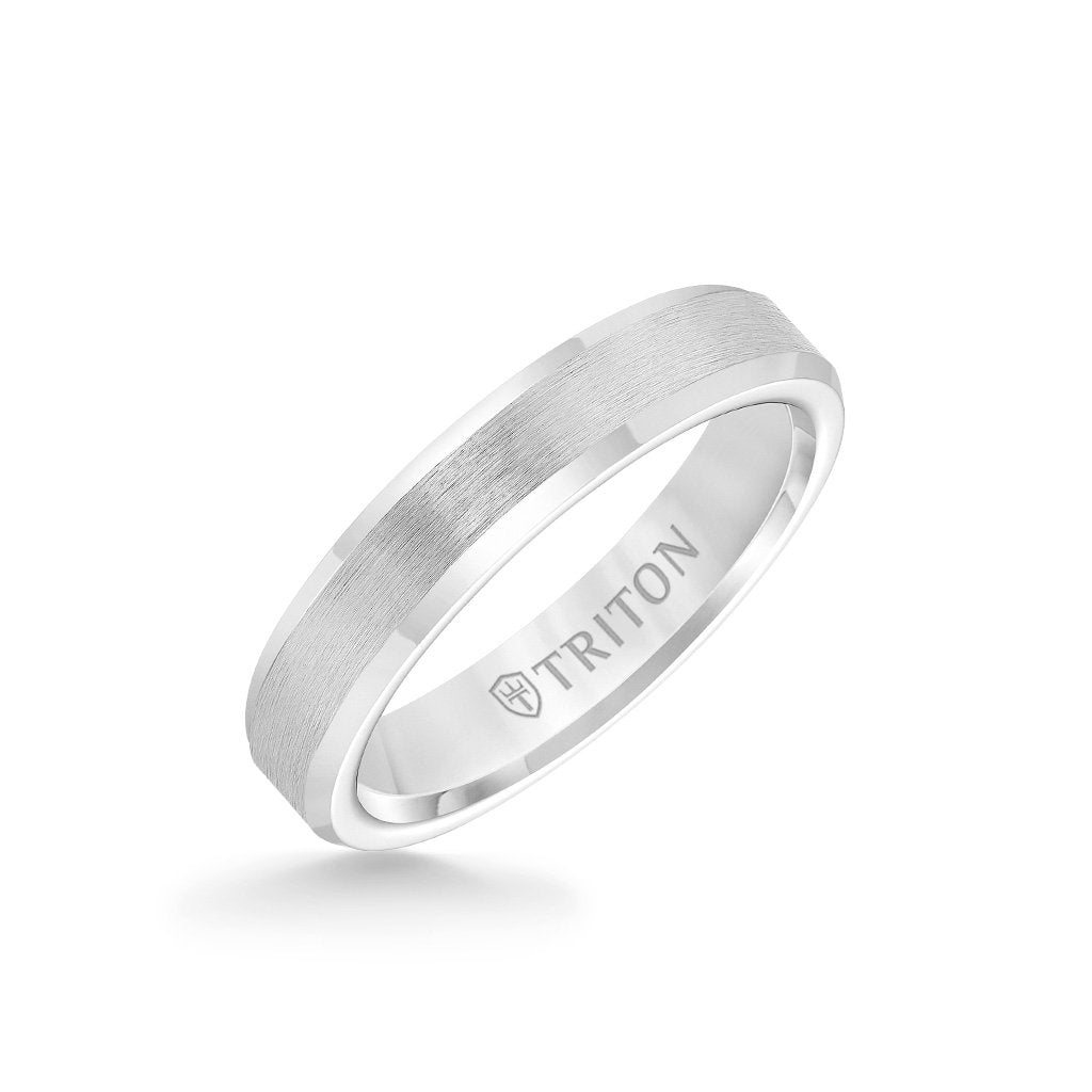 4MM Tungsten Carbide Ring - Brush Finish and Bevel Edge