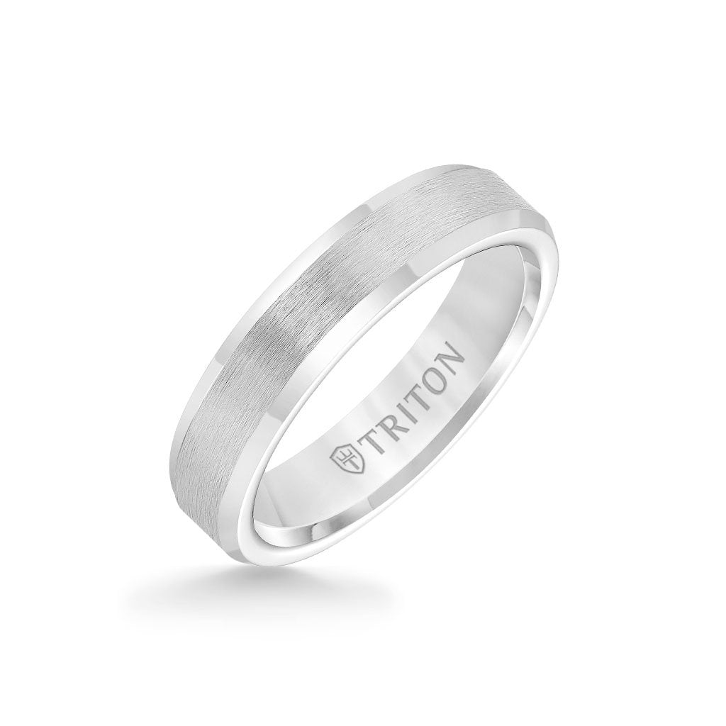 5MM Tungsten Carbide Ring Brush Finish Bevel Edge - Triton Jewelry