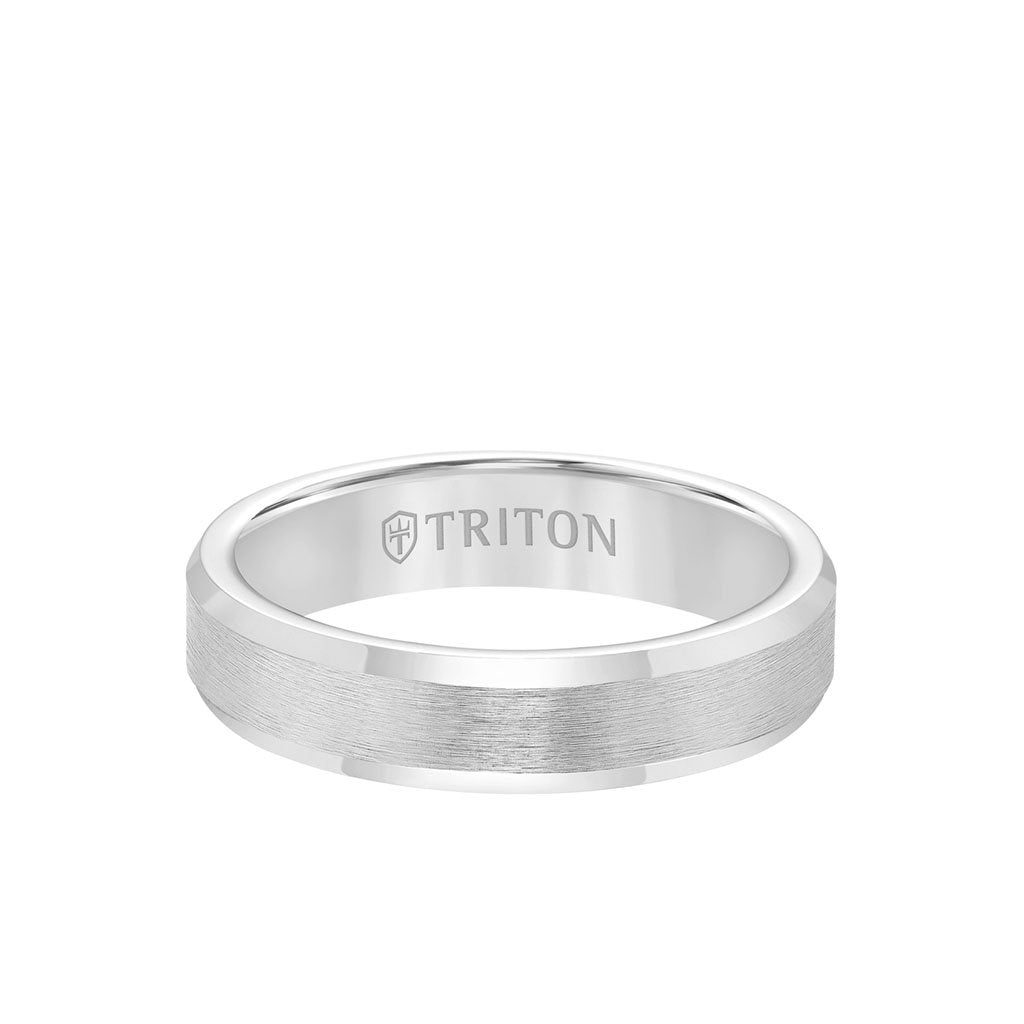 5MM Tungsten Carbide Ring Brush Finish Bevel Edge - Triton Jewelry