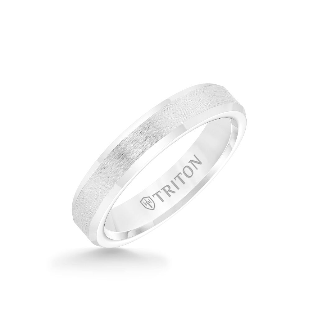 4MM Tungsten Carbide Ring - Brush Finish and Bevel Edge