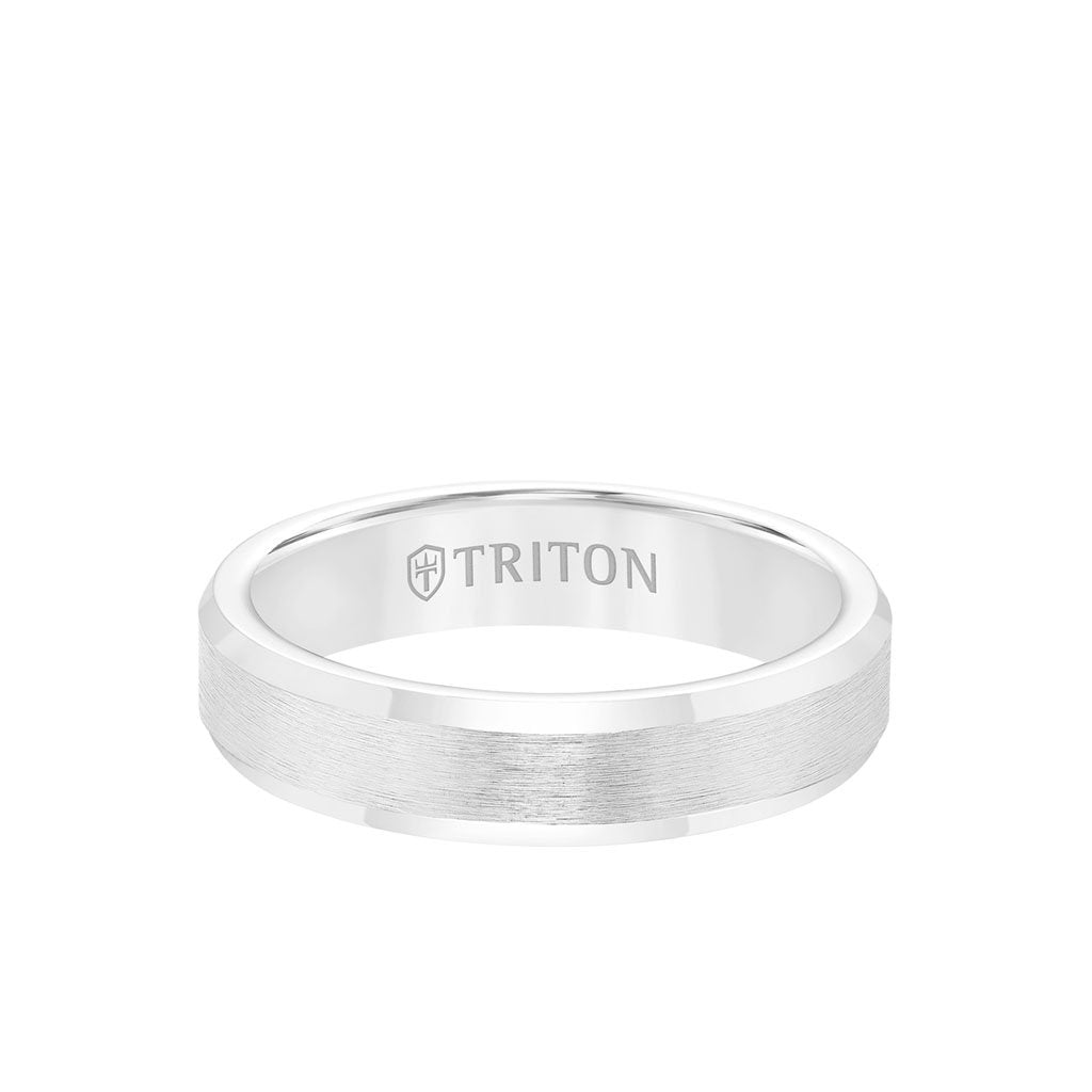 5MM Tungsten Carbide Ring Brush Finish Bevel Edge - Triton Jewelry