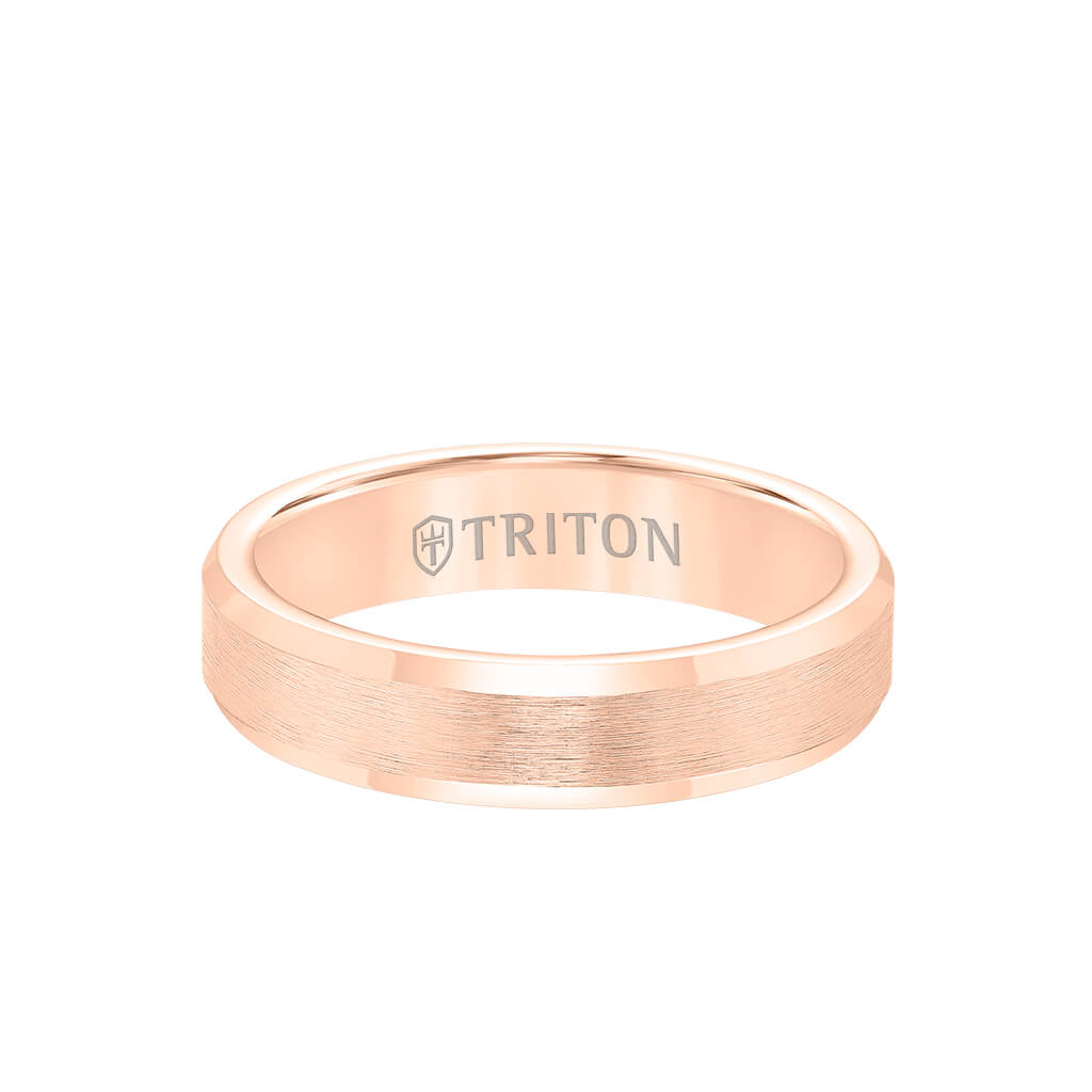 5MM Tungsten Carbide Ring Brush Finish Bevel Edge - Triton Jewelry