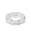 8MM Tungsten Carbide Ring - Brick Pattern Center and Flat Edge