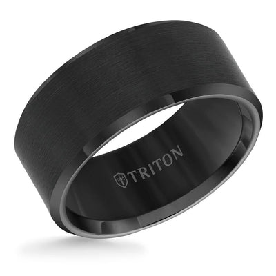 10MM Tungsten Carbide Ring - Satin Center and Bevel Edge