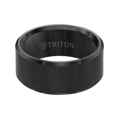 10MM Tungsten Carbide Ring - Satin Center and Bevel Edge