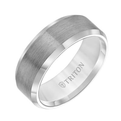 10MM Tungsten Carbide Ring - Satin Center and Bevel Edge