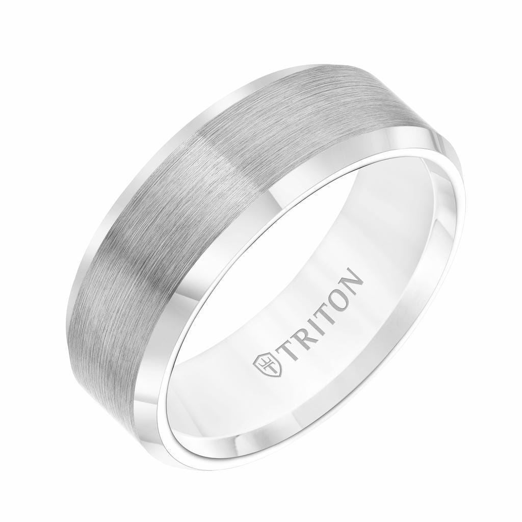 10MM Tungsten Carbide Ring - Satin Center and Bevel Edge
