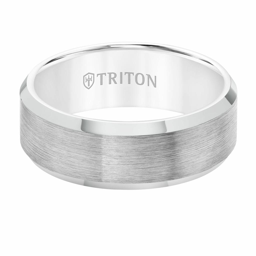 10MM Tungsten Carbide Ring - Satin Center and Bevel Edge
