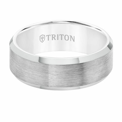 10MM Tungsten Carbide Ring - Satin Center and Bevel Edge