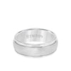 8MM Tungsten Carbide Ring - Domed Wire Brush Center and Flat Edge