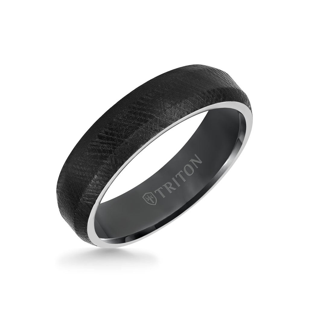6MM Tungsten Carbide Ring - Florentine Center and Bevel Edge