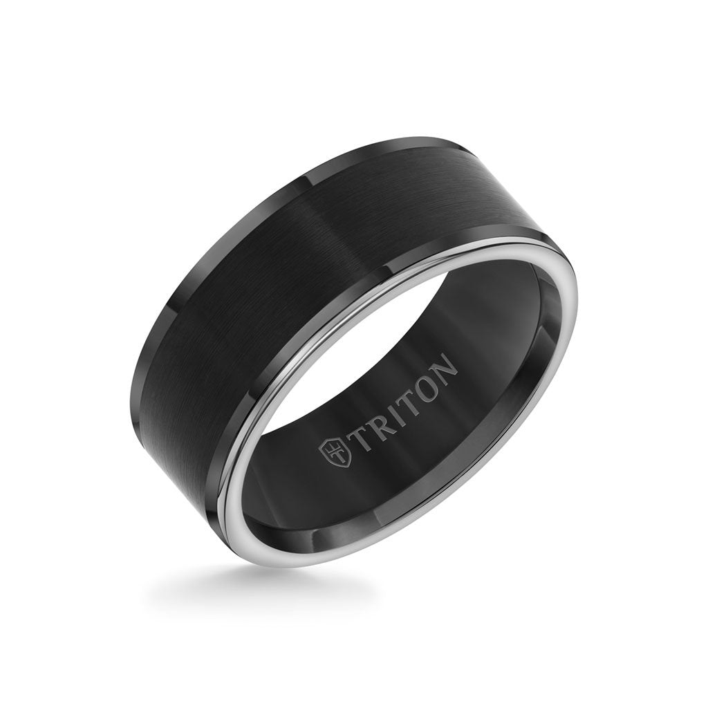 9MM Tungsten Carbide Ring - Satin Center and Round Edge