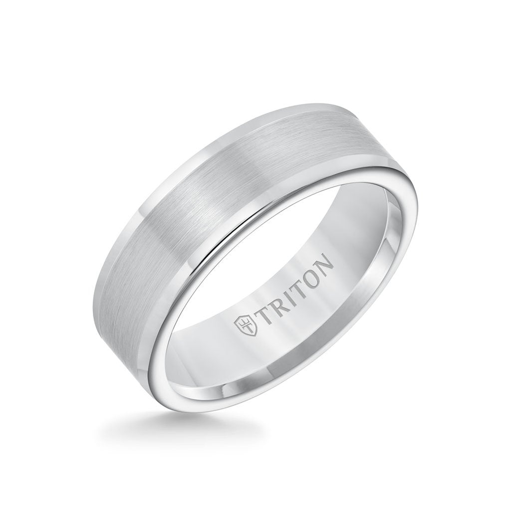 7MM Tungsten Carbide Ring - Satin Center and Round Edge
