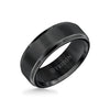 8MM Tungsten Carbide Ring Satin Center & Step Edge - Triton Jewelry