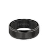 8MM Tungsten Carbide Ring - Satin Center and Step Edge