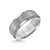 8MM Tungsten Carbide Ring - Satin Center and Step Edge
