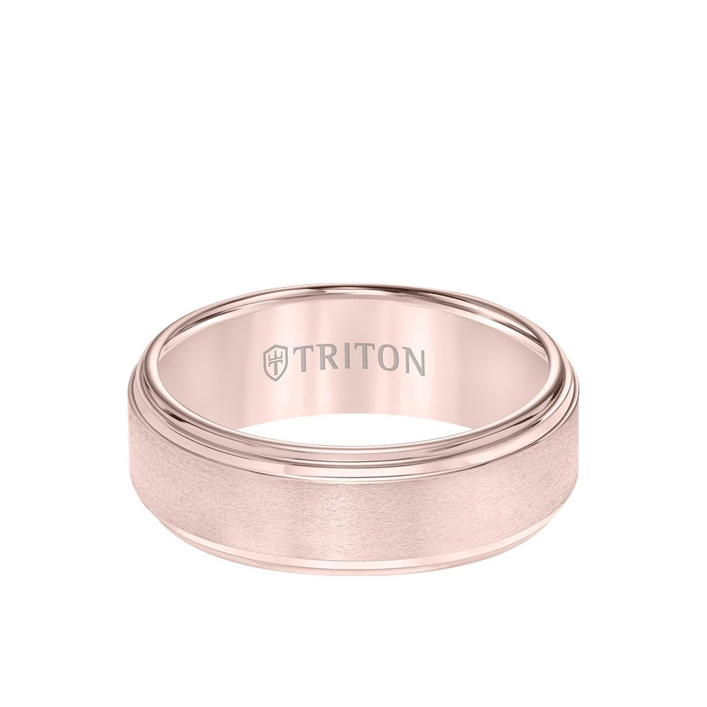 8MM Tungsten Carbide Ring - Satin Center and Double Step Edge