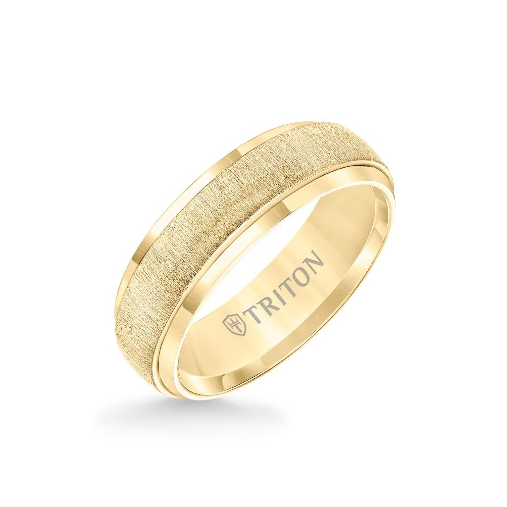 7MM Tungsten Carbide Ring - Brushed Vertical Center and Round Edge