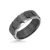 8MM Tungsten Carbide Ring - Gunmetal Tire Tread Center and Bevel Edge