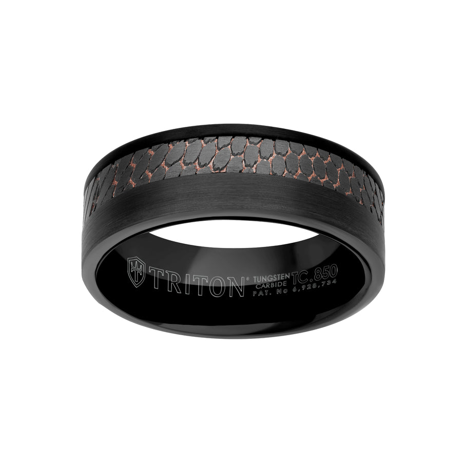 8MM Tungsten Carbide Ring - Superconductor Asymmetrical Inlay and Edge to Edge