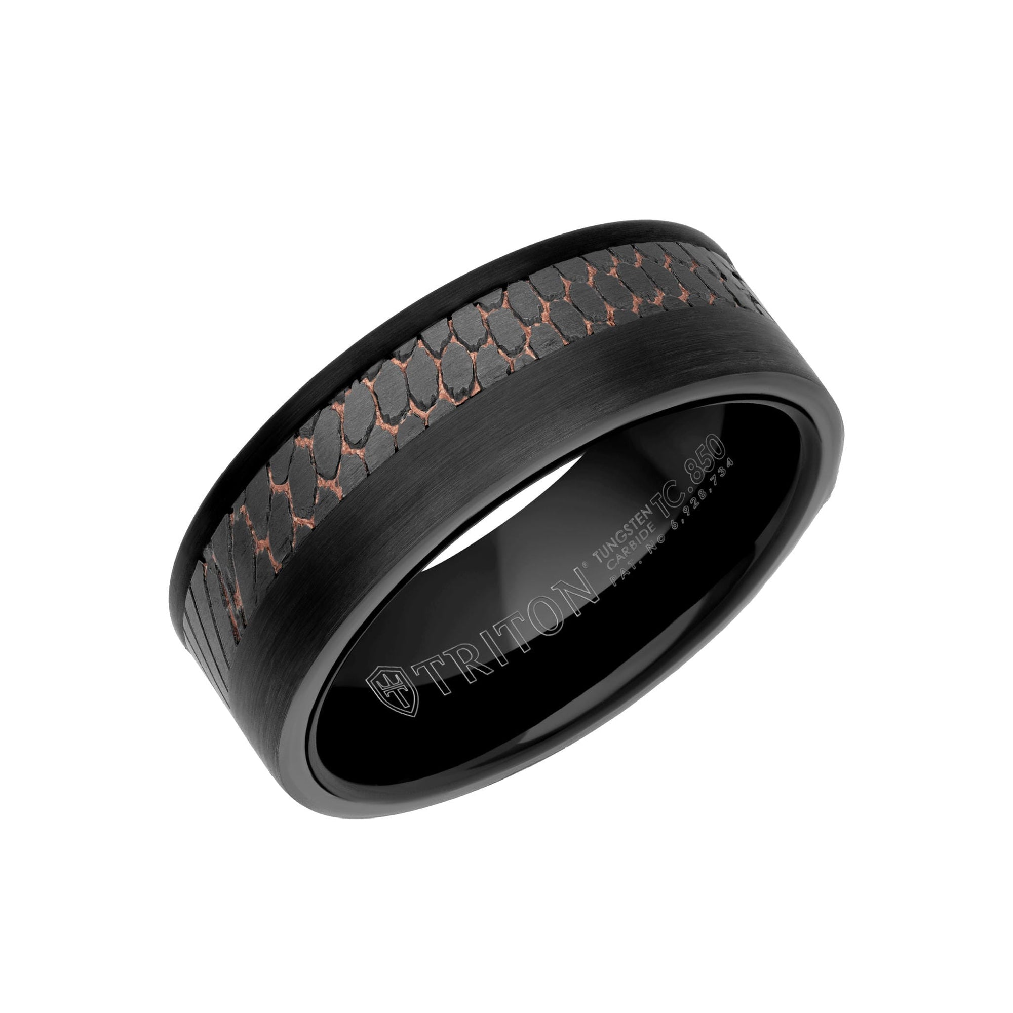 8MM Tungsten Carbide Ring - Superconductor Asymmetrical Inlay and Edge to Edge
