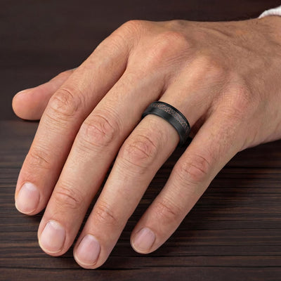 8MM Tungsten Carbide Ring - Superconductor Asymmetrical Inlay and Edge to Edge