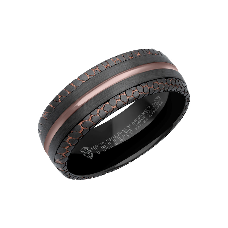 8MM Tungsten Carbide Ring - Superconductor Inlay with Center Line and Rounded Edge