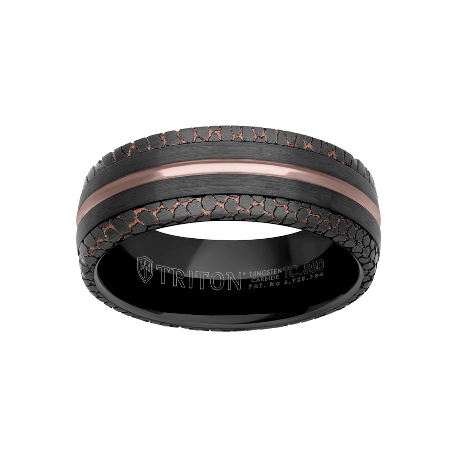 8MM Tungsten Carbide Ring - Superconductor Inlay with Center Line and Rounded Edge