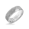 7MM Tungsten Carbide Ring - Faceted Pyramid Pattern and Round Edge