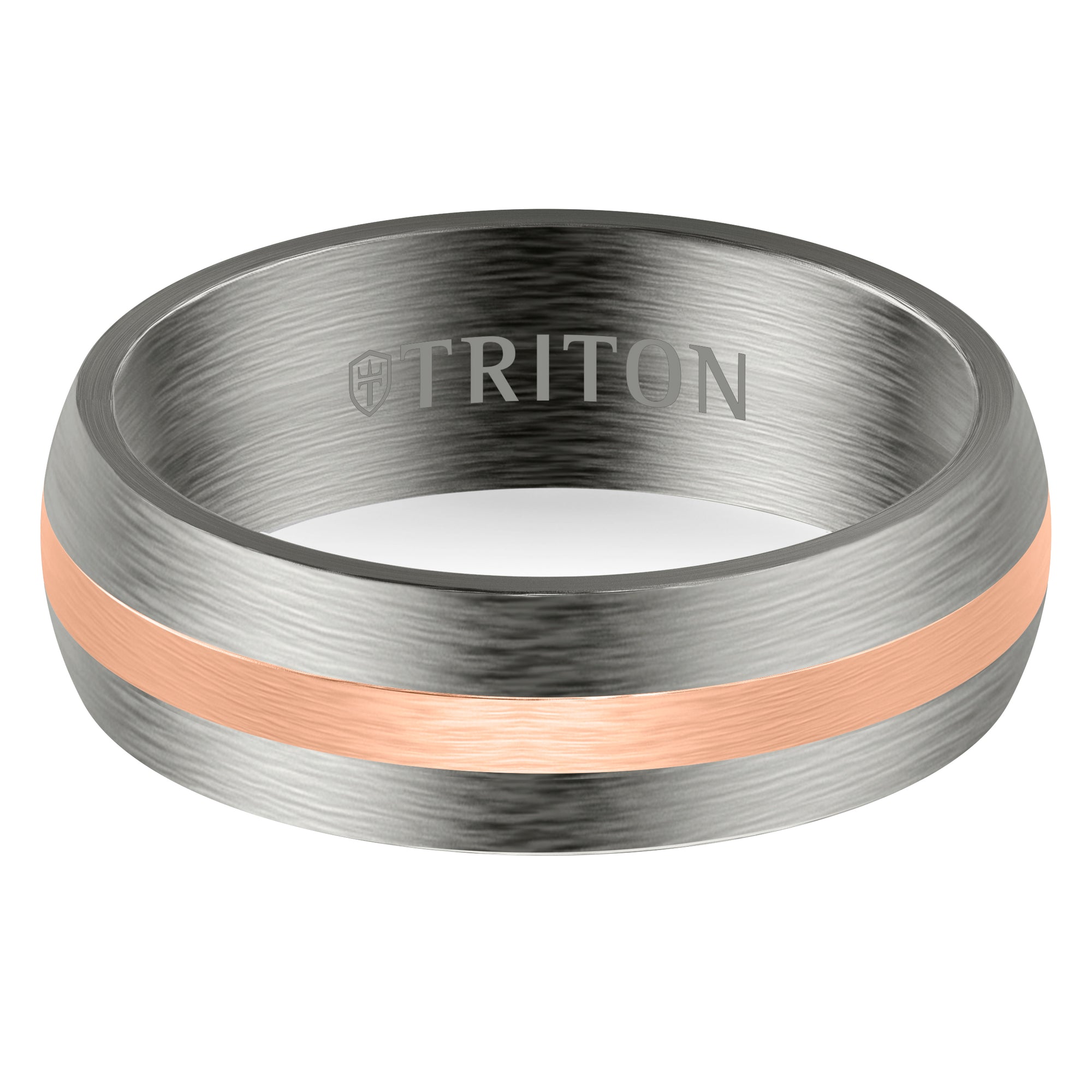 7MM Tantalum Ring - 14k Gold Center Line and Flat Edge