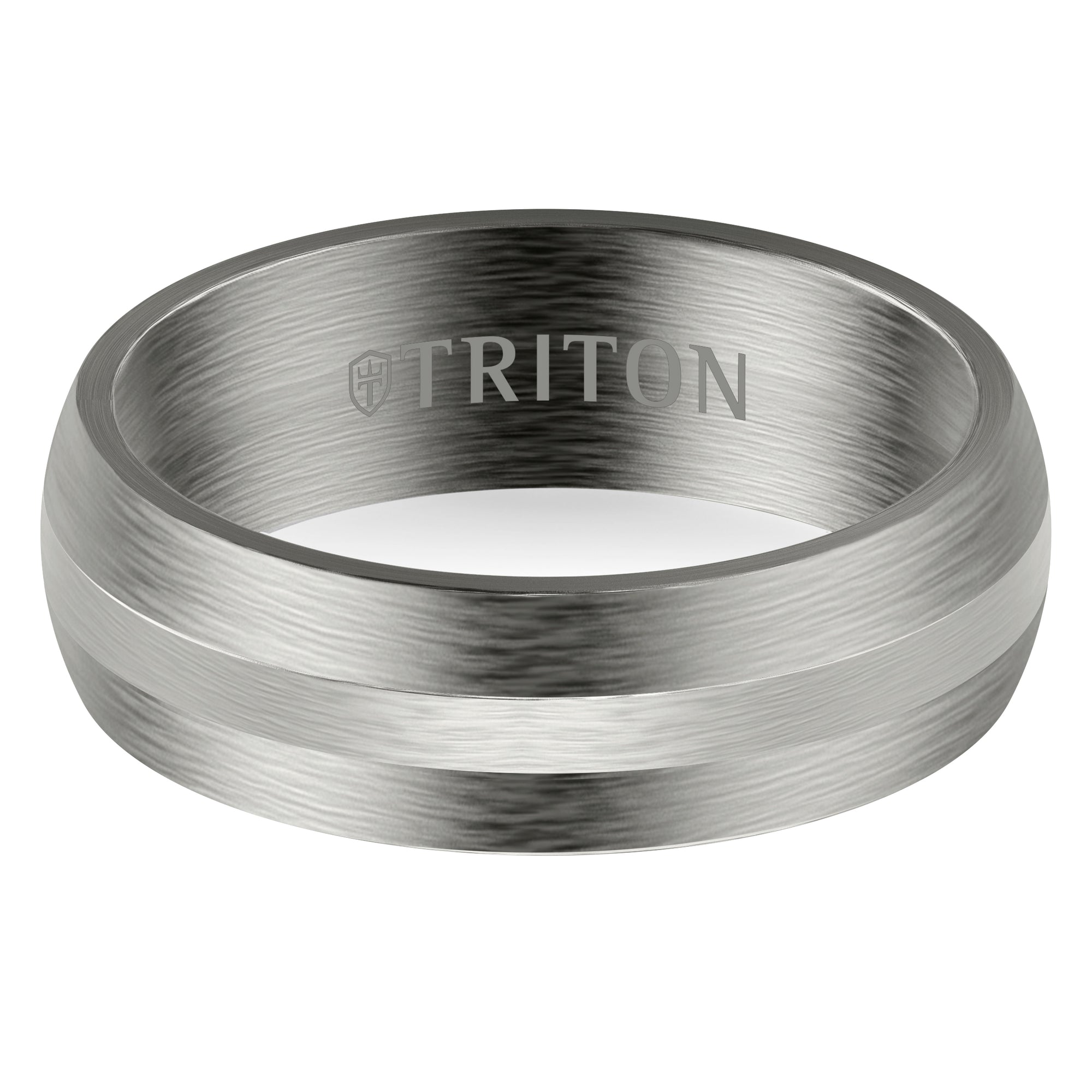 7MM Tantalum Ring - 14k Gold Center Line and Flat Edge