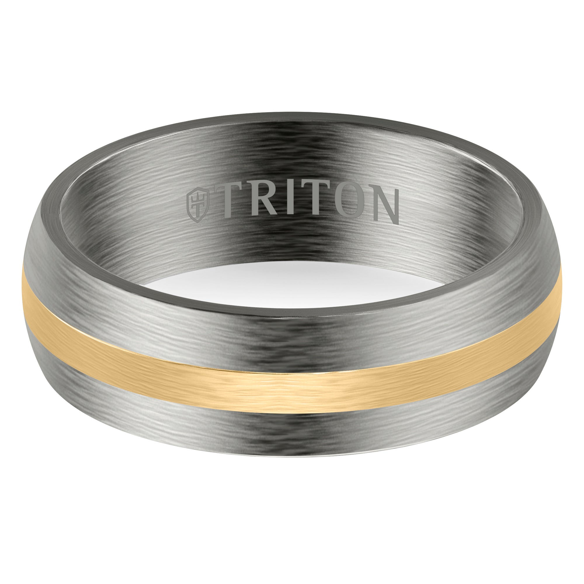 7MM Tantalum Ring - 14k Gold Center Line and Flat Edge