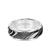 8MM Tungsten Carbide Ring - Damascus Steel with Bevel Edge