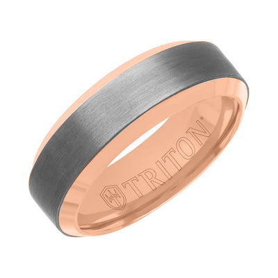 7MM 14k Gold + Tantalum Ring - Channel Center and Bevel Edge