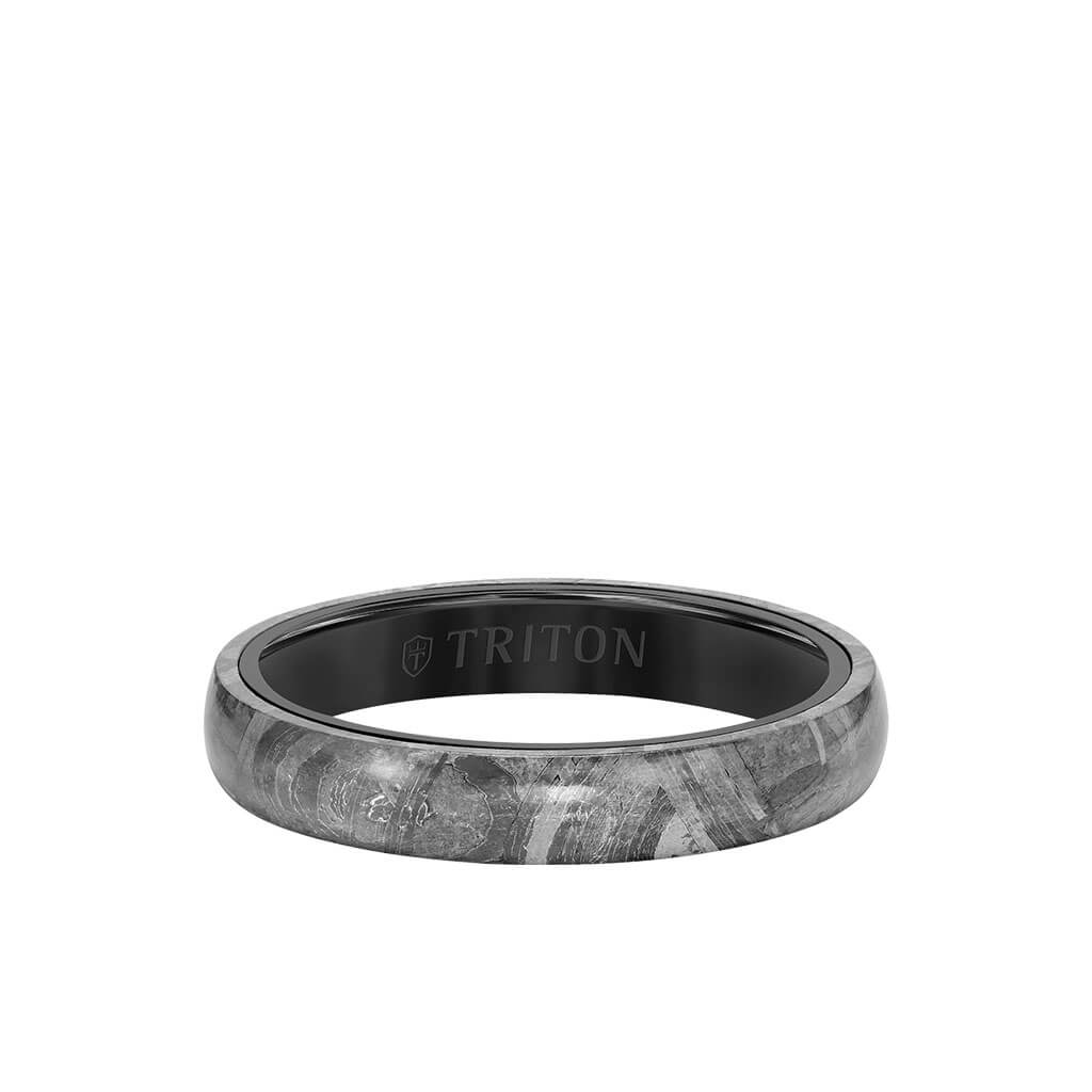 4MM Black Tungsten Carbide Meteorite Ring Triton Jewelry