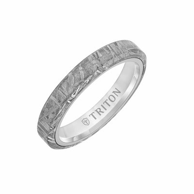 5MM Tungsten Carbide Ring - Meteorite Flat Profile with Bevel Edge