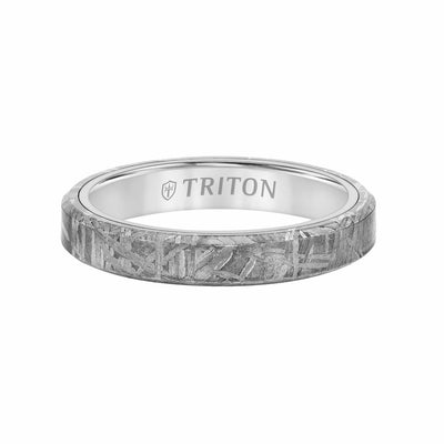 5MM Tungsten Carbide Ring - Meteorite Flat Profile with Bevel Edge