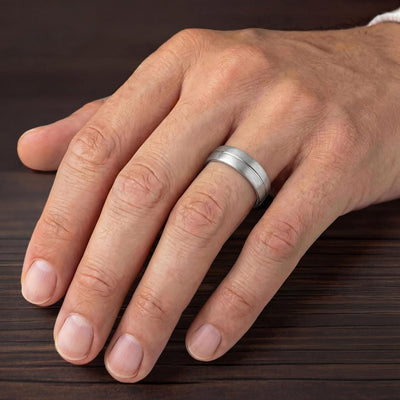 7MM Tantalum Ring – Brush Finish Dome with Center line